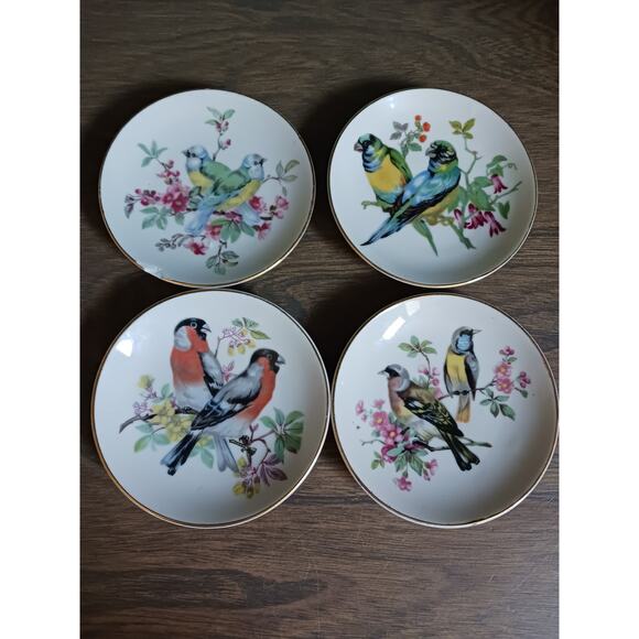 Vintage Silk Screen Porcelain Four in one Bird Plates - Picture 2 of 6